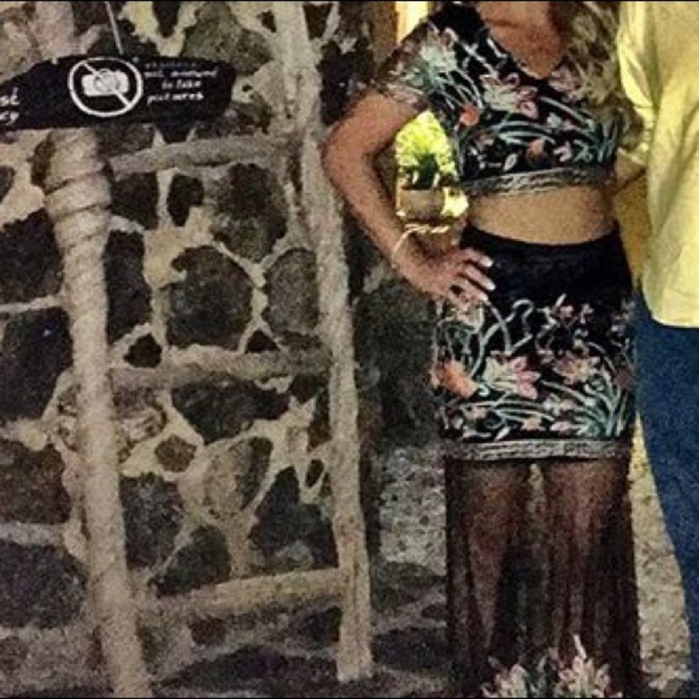 Two piece skirt and crop top.